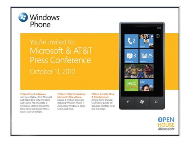 microsoft Primeros celulares con Windows Phone 7 se presentan el 11 de octubre
