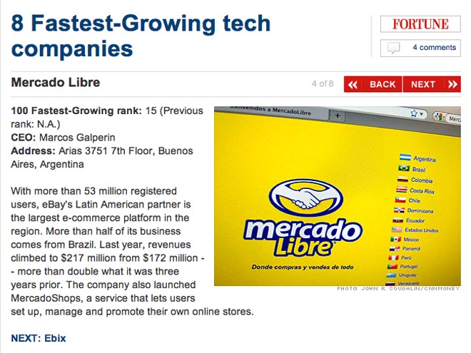 MercadoLibre pisa fuerte en los rankings globales