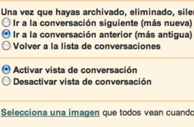 Puede escoger si quiere pasar a la conversación previa o a la siguiente