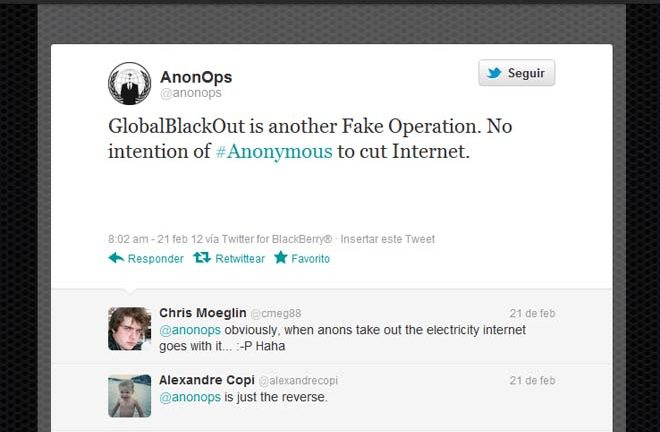 Tweet de Anonymous