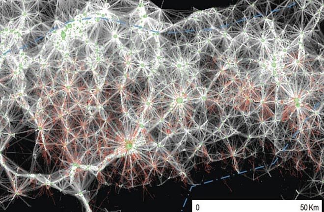 Mapa de asentamientos humanos por satélite