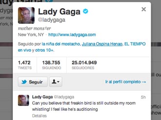 Lady Gaga llega a 25 millones de seguidores