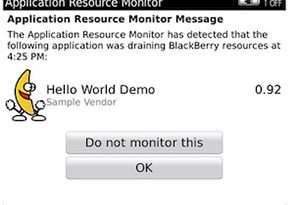 Application resource monitor