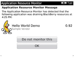 Application resource monitor