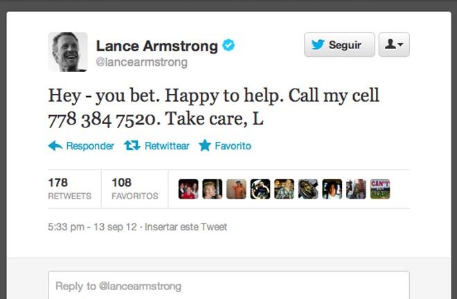Tweet de Lance Armstrong