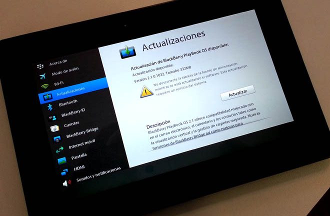 Actualización de BlackBerry PlayBook