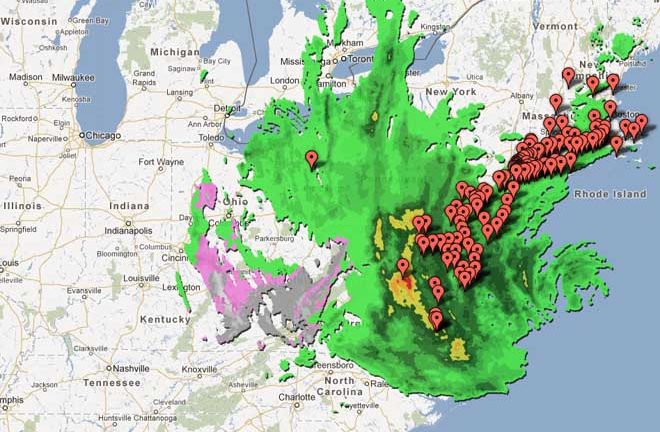 Mapa del Huracán Sandy