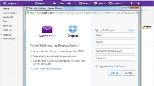 Yahoo! y Dropbox