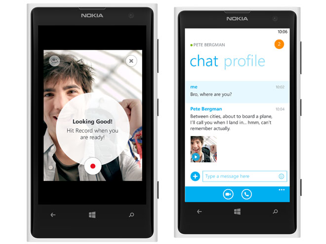 Así es la interfaz del nuevo servicio de la aplicación de Skype para Windows Phone. 