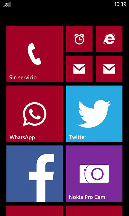 La interfaz de Windows Phone.