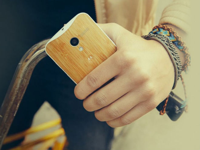 Pronto podríamos ver un Moto X con carcasa de madera. Imagen: Motorola.