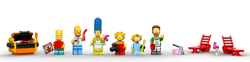 Las minifiguras del set y unos elementos. Imagen: LEGO GROUP