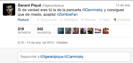 El tuit de Piqué a la fanática. (Foto: captura de pantalla).
