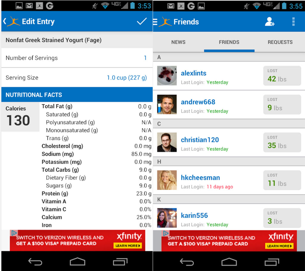 Compita con sus amigos a ver quien se cuida más. Imagen: Calorie Counter - MyFitnessPal