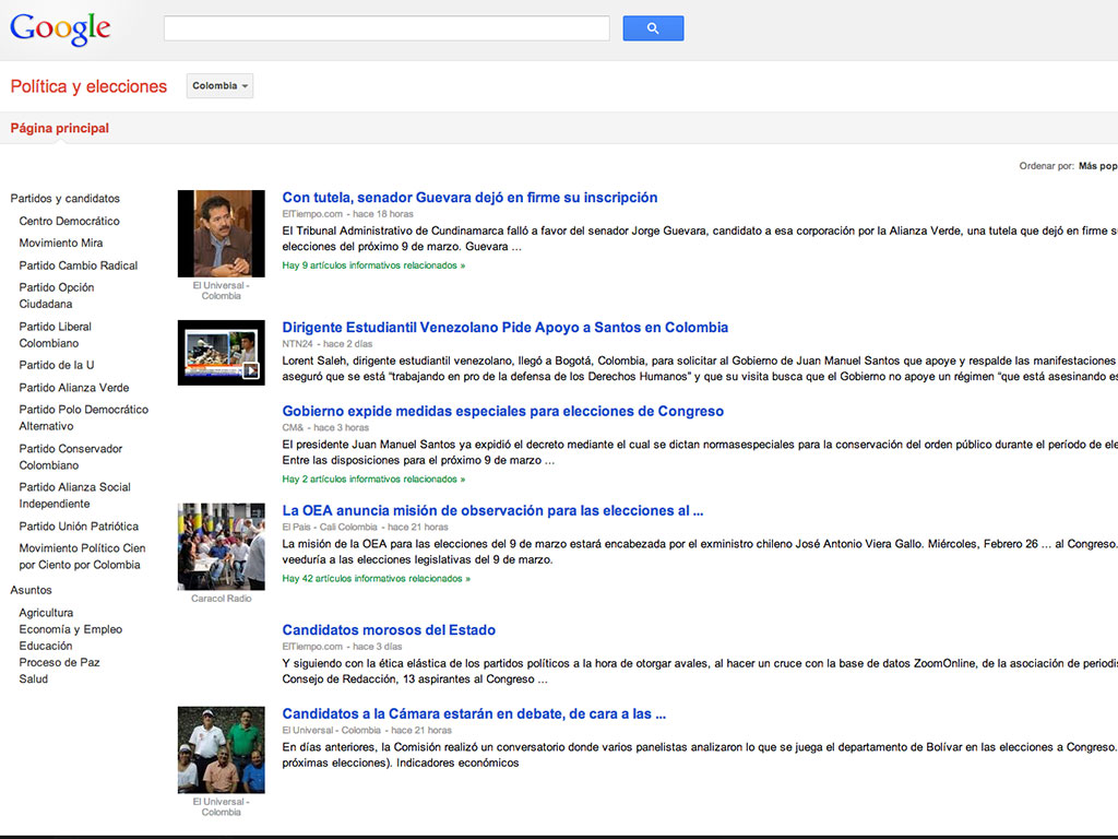 Google lo ayuda con la política. Imagen: Screenshot Google Elecciones