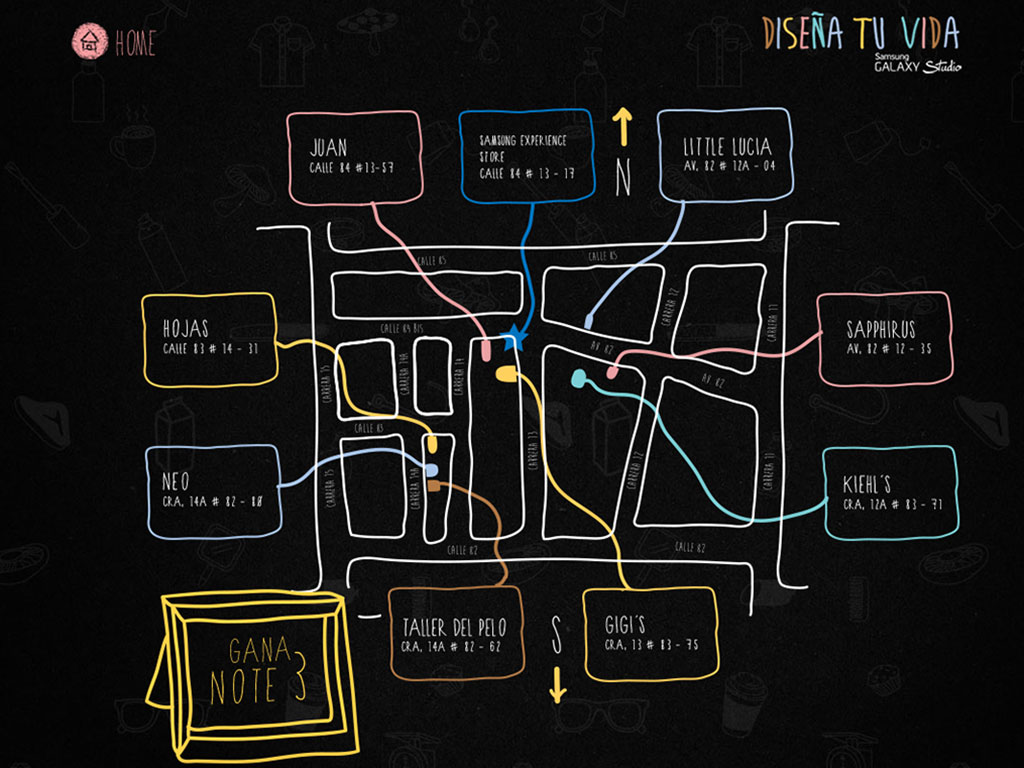 Este es el mapa de Galaxy Studio en Bogotá. 