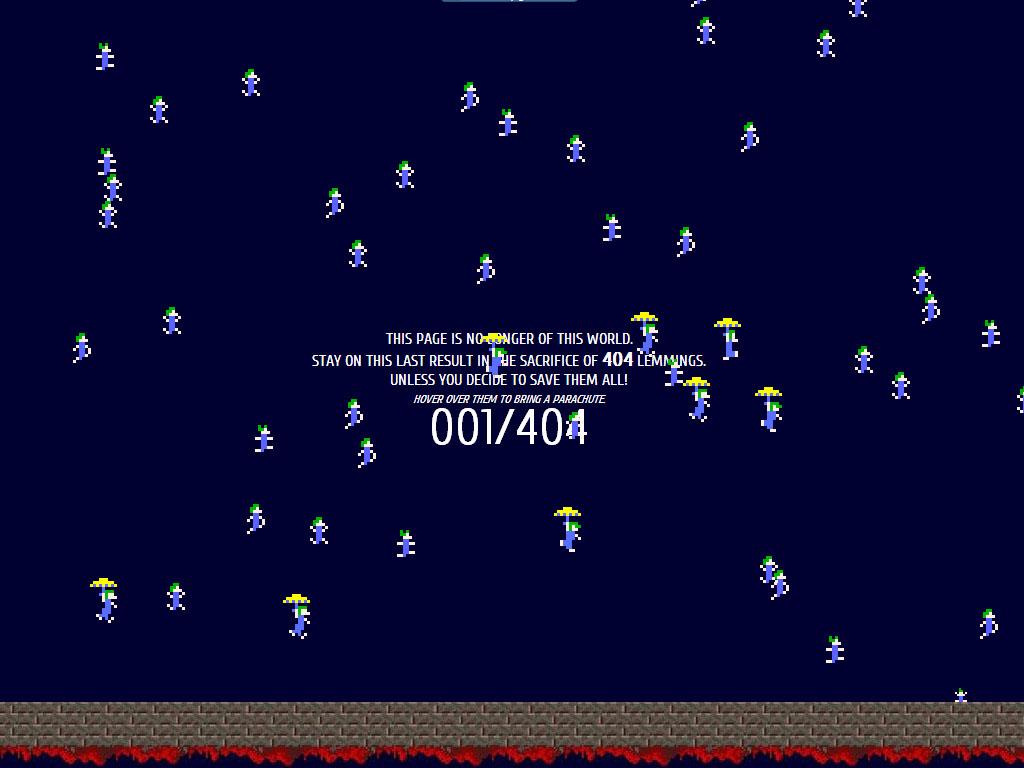 404 Lemmings llueven del cielo. 