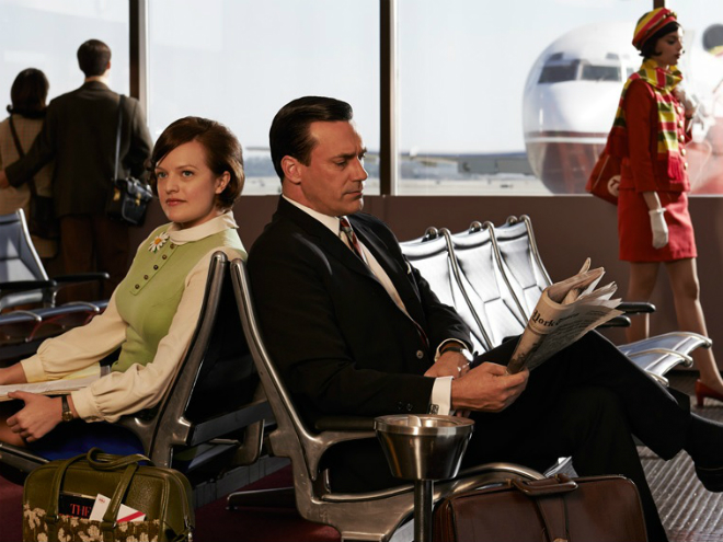 Aeropuertos, aviones y viajes, todo lo que se aproxima en Mad Men. 