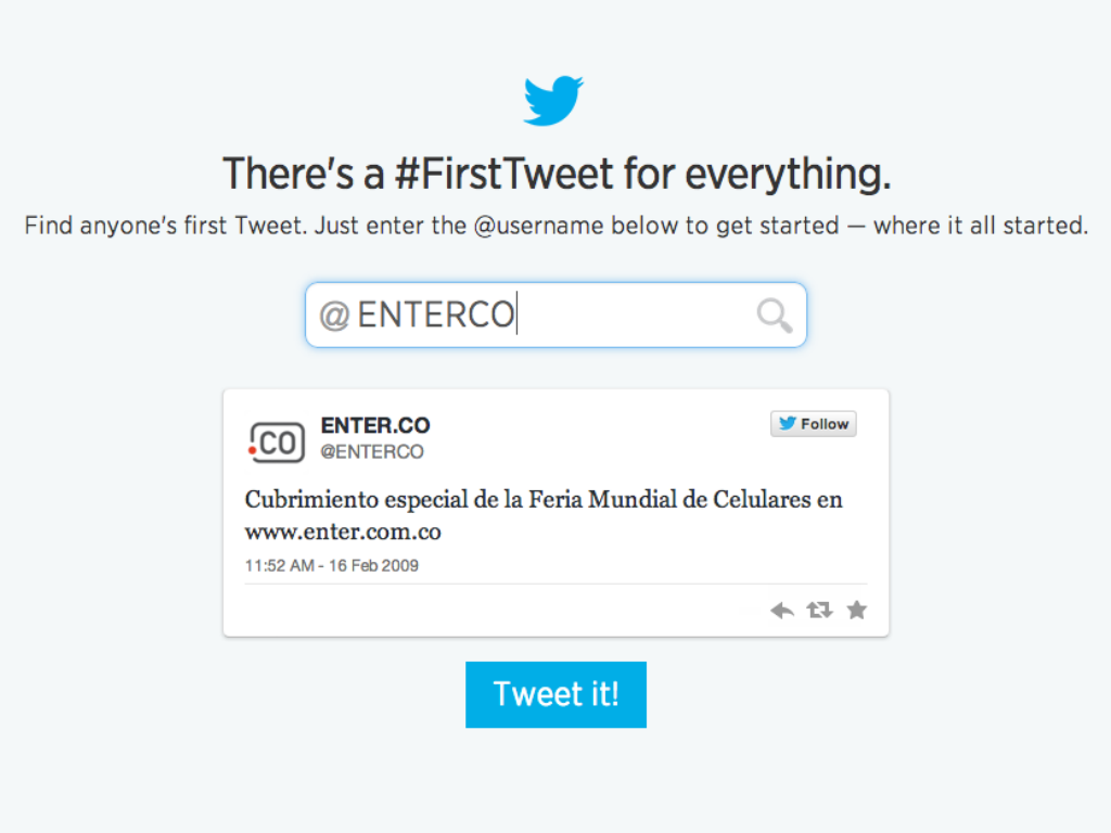 El primer tuit de @ENTER.CO