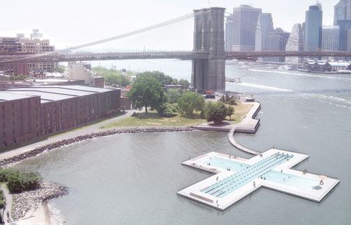 Así sería el proyecto de piscina natural en medio del East River. Foto: Pluspool