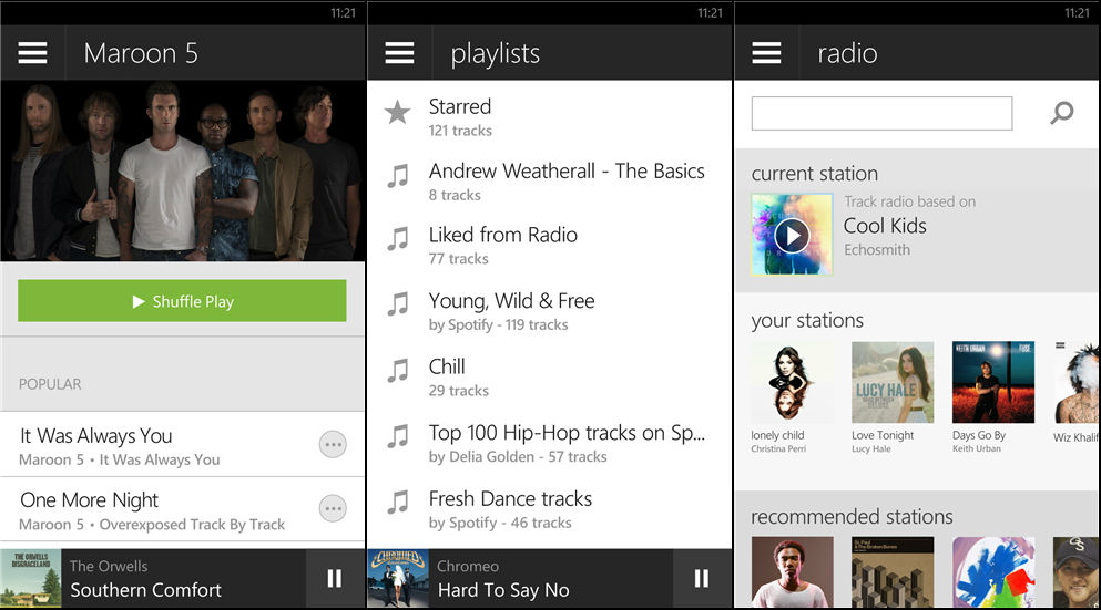 Spotify para Windows Phone ahora con el modo de reproducción aleatoria gratuito.