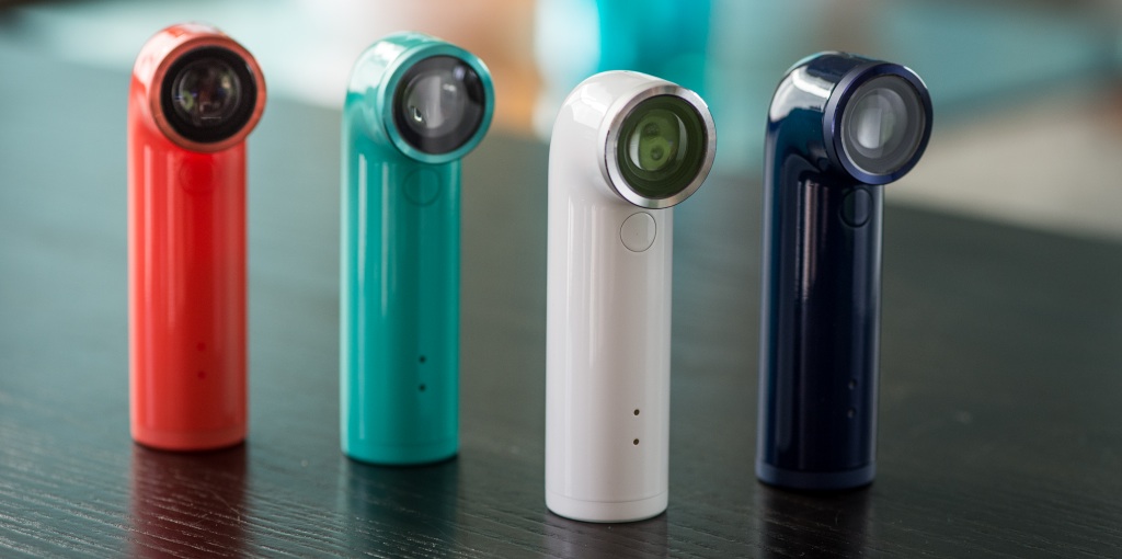 La cámara de acción HTC Re en sus cuatro colores.