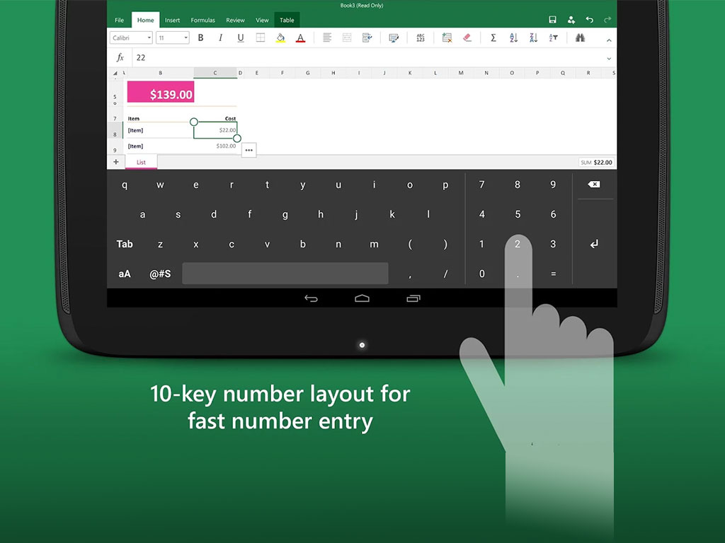 El teclado para Excel permite tener números y letras en el mismo lugar.