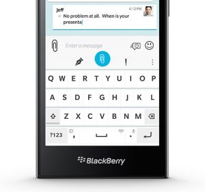 El teclado táctil del BlackBerry Leap.