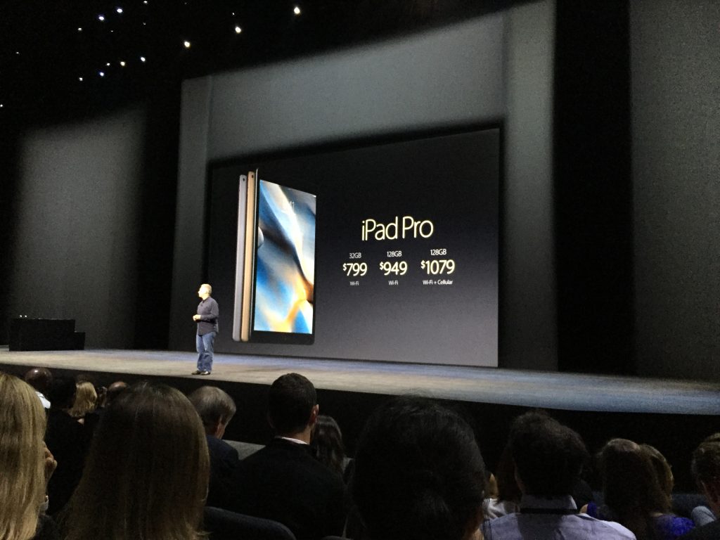 Los precios del iPad Pro, que estará disponible a partir de noviembre. 