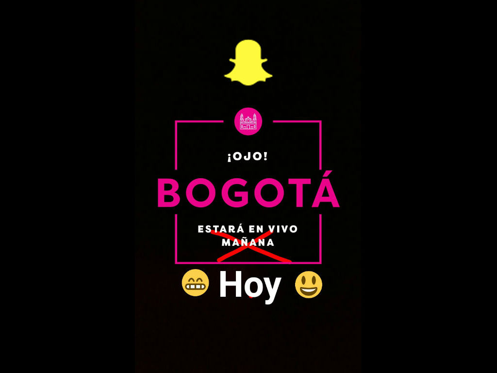 Bogotá está en vivo hoy en Snapchat.
