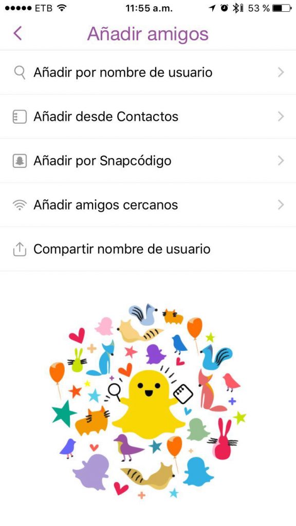 En la opción de agregar amigos de Snapchat ahora encontrarás 'compartir nombre de usuario'. 