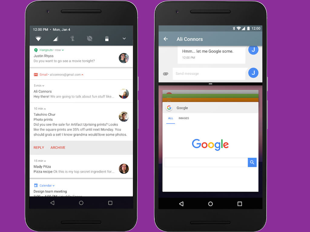 Pantalla dividida y mejoras en las notificaciones son algunas de las novedades de Android N. 