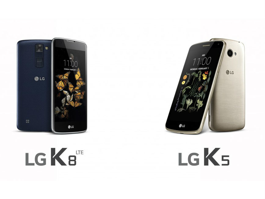 Estos son los nuevos LG K8 y LG K5 con pantalla de 5 pulgadas. 