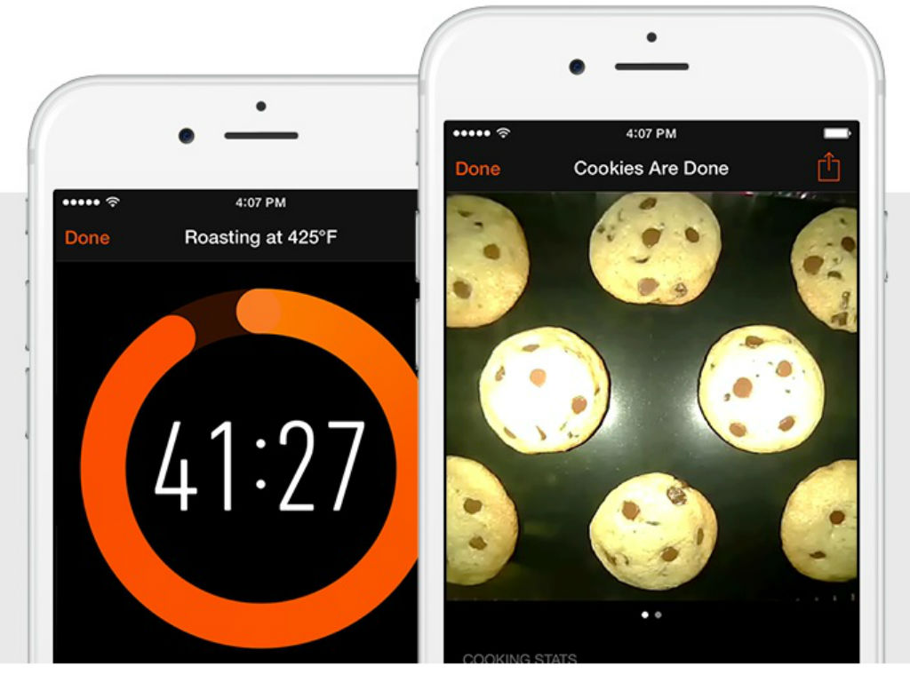 Mediante una aplicación, el horno te muestra un video en vivo de cómo va tu comida. 