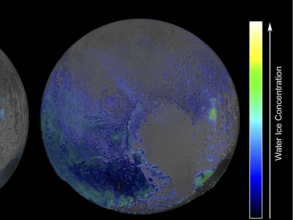 Concentración del hielo en Plutón. Imagen: NASA. 