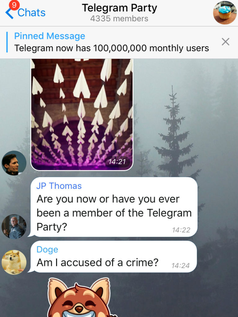 Ejemplo de las noticias al inicio del chat. Imagen: Telegram. 