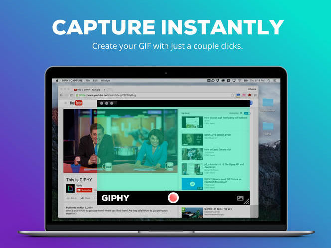 Haz GIF rápidamente con Giphy Capture. 