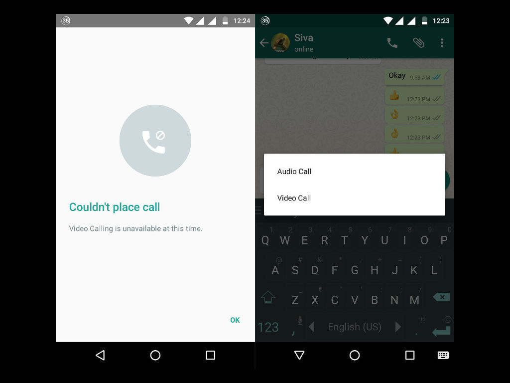 Así se verían las videollamadas de WhatsApp en Android. 