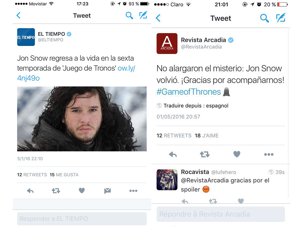 El Tiempo publicó una hora y 10 minutos después. Arcadia, segundos después. 