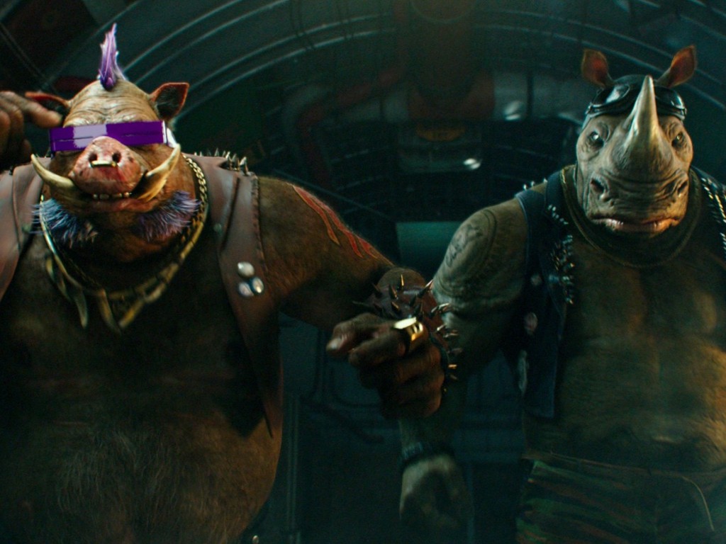 Left to right: Bebop and Rocksteady in in Teenage Mutant Ninja Turtles: Out of the Shadows from Paramount Pictures, Nickelodeon Movies and Platinum Dunes Productions