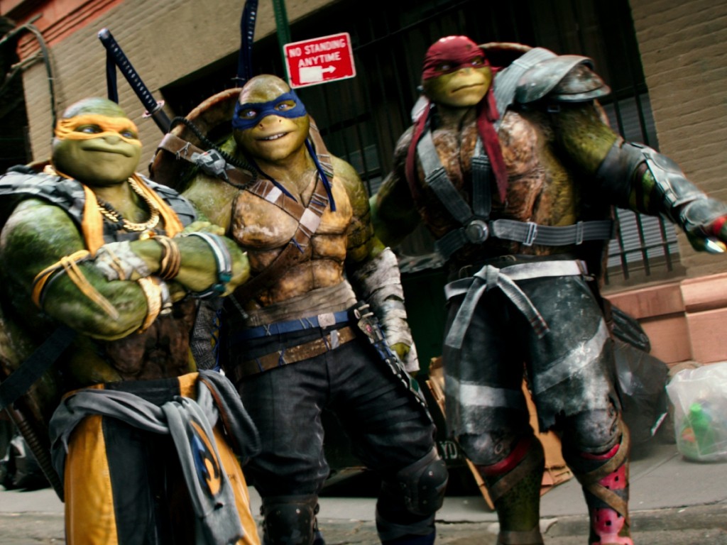 Left to right: Donatello, Michelangelo, Leonardo and Raphael in Teenage Mutant Ninja Turtles: Out of the Shadows from Paramount Pictures, Nickelodeon Movies and Platinum Dunes Productions