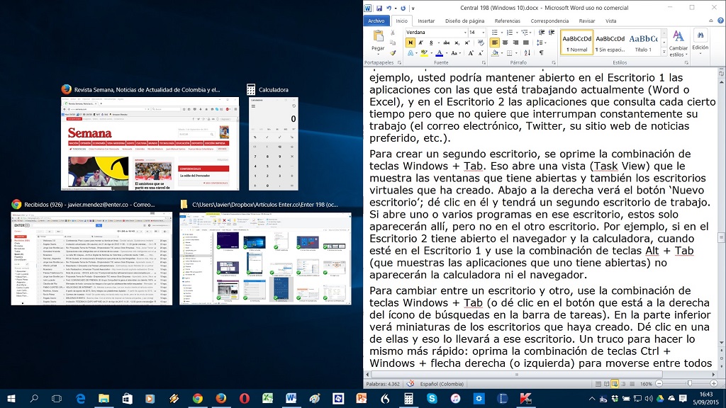 Ventanas acopladas Windows 10