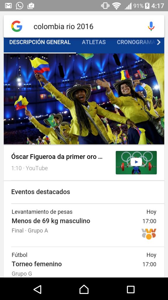 Con Google podrás saber todo lo de los Juegos Olímpicos de forma rápida. 