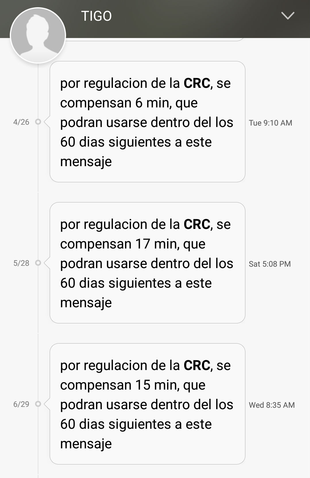 Así reportan los operadores la compensación mensual. 