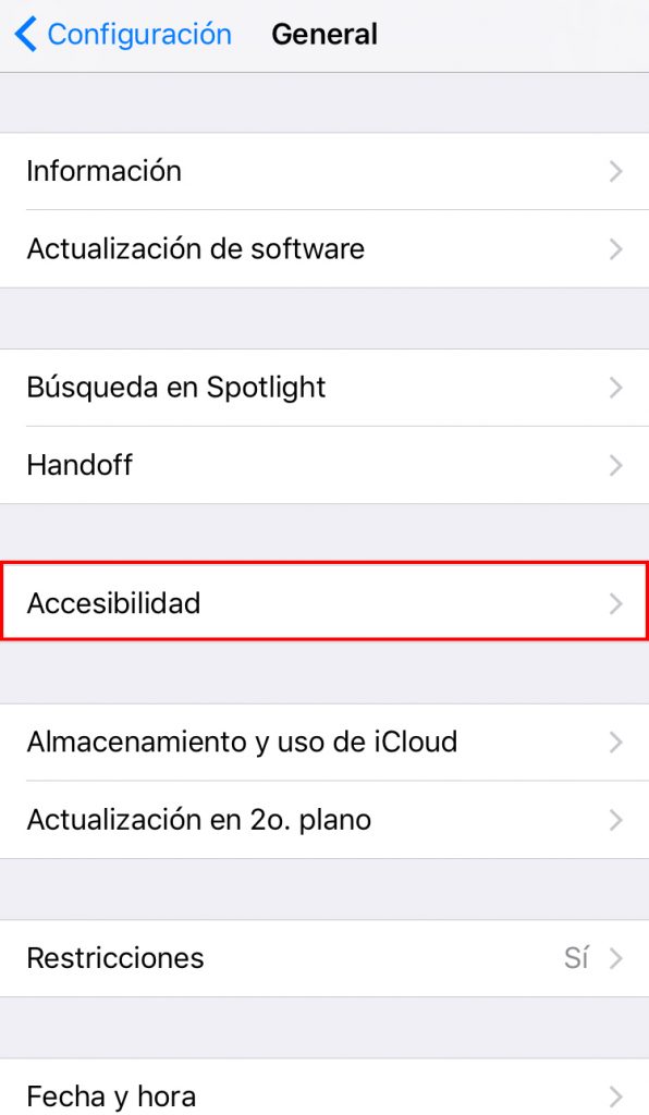 accesibilidad general Configuración desbloqueo iOS 10