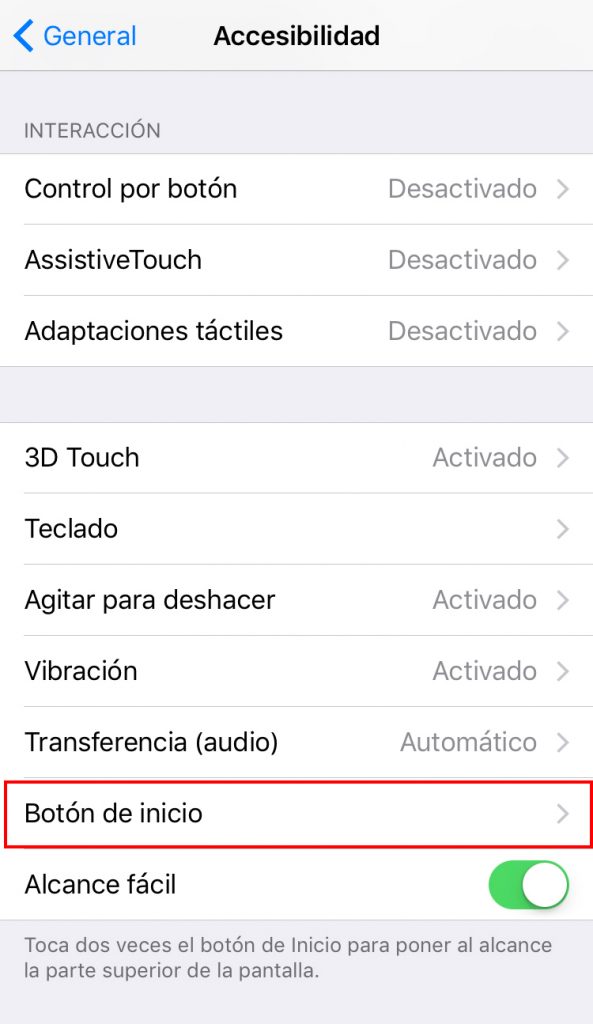 botón de inicio Configuración desbloqueo iOS 10