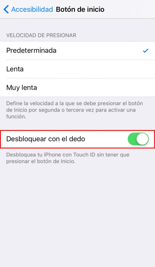 desbloquear con el dedo desbloqueo iOS 10