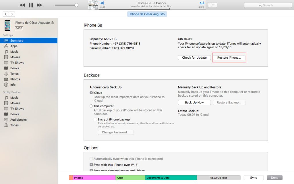 restaurar iPhone
