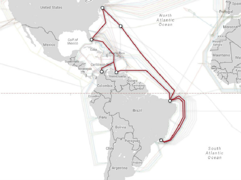 Este es el trazado del cable submarino que presenta fallas.