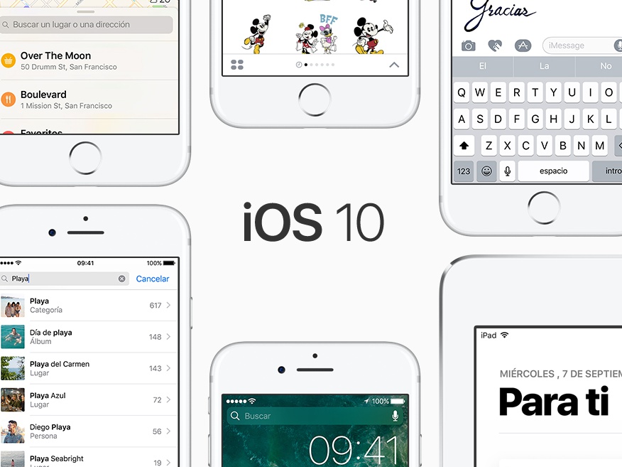 iOS 10 se encuentra en la mayoría de los equipos compatibles. 